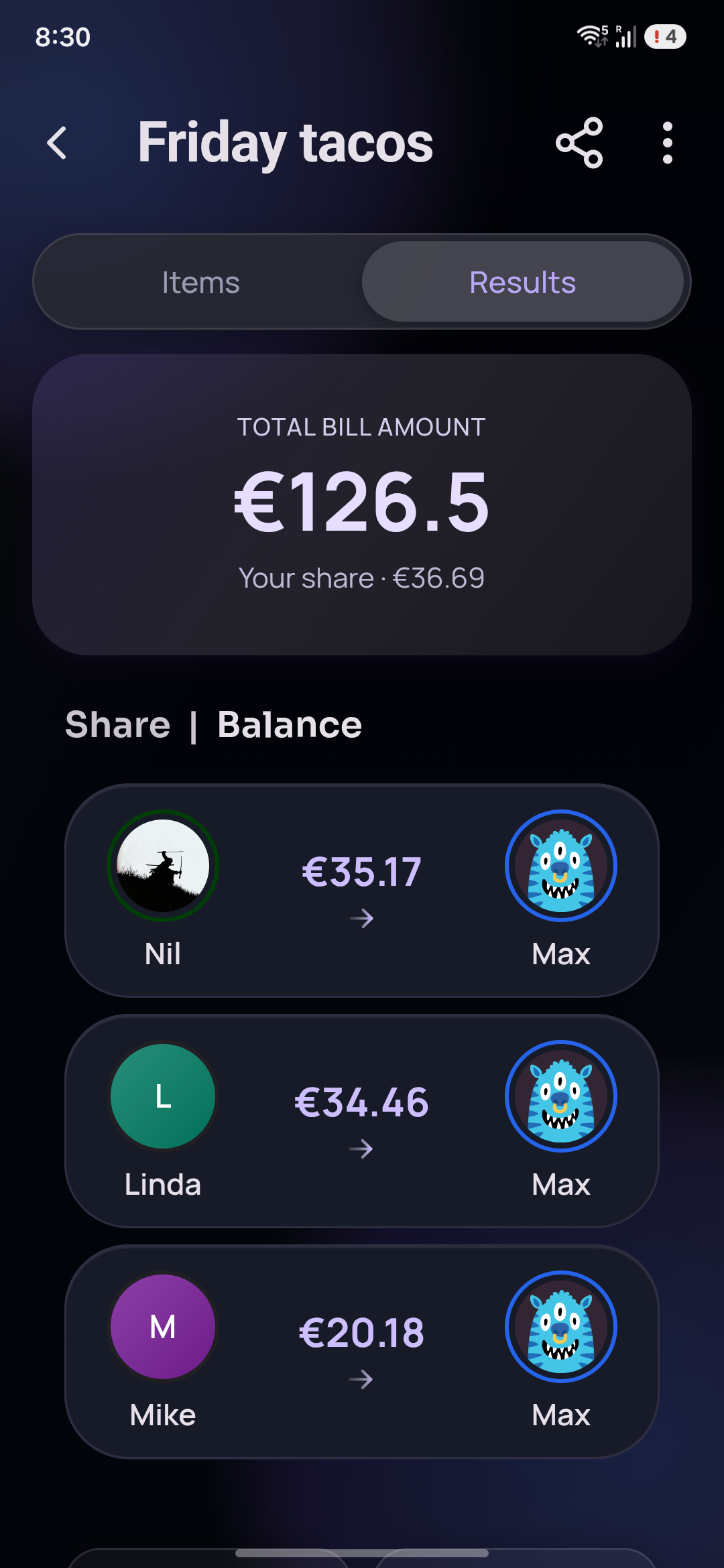 Sharing a Slyce bill summary with the group